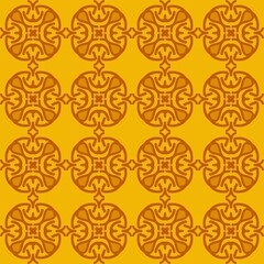 yellow orange mandala floral creative seamless design background