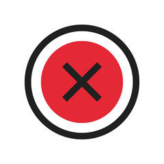 red cross icon with black outline ring, flat vector icon