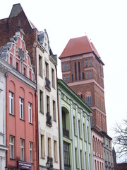 Fototapeta na wymiar A row of old buildings in Toruń, Poland