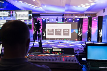 Live internet streaming of business conference meeting,online webinar or seminar via social network...