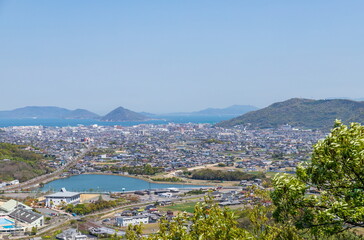 Cityscape of Takamatsu city suburbs , Kagawa, Shikoku, Japan