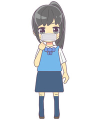 マスクをしたOL風女性のイラスト素材