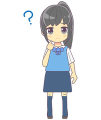 疑問を持つOL風女性のイラスト素材