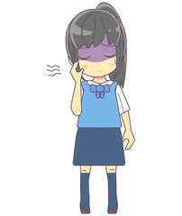 体調不良で顔色の悪いOL風女性のイラスト素材