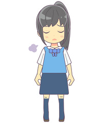 溜息をつくOL風女性のイラスト素材