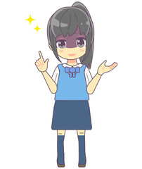 悪だくみをするOL風女性のイラスト素材