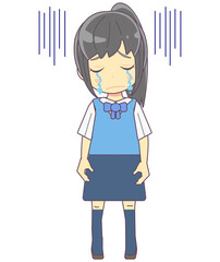 落ち込んで涙を流すOL風女性のイラスト素材