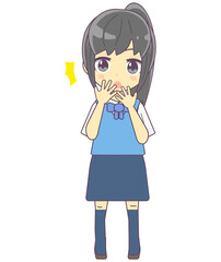 驚いている表情のOL風女性のイラスト素材