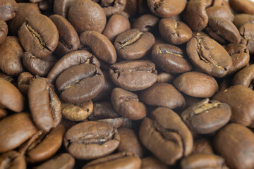 Roasted coffee beans in bulk