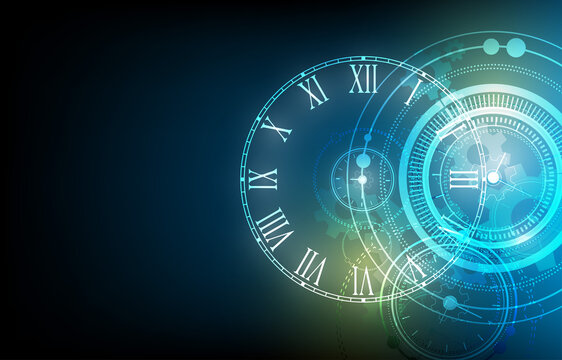Vector technology clock wallpaper.futuristic background