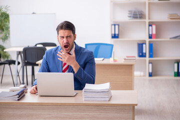 Young attractive employee working in the office