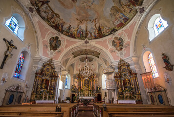 Tÿrol, Austria, October 2018 - beautiful view of Heiliges Kreuz Church 