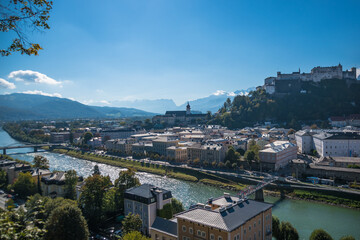 Beautiful view of Salzburg and Festung Hohensalzburg (Salzburg Fortress) - Salzburg, Austria