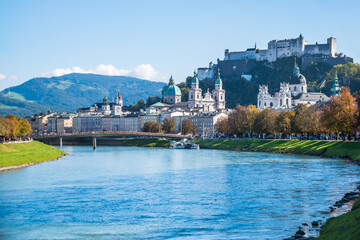 Beautiful view of Salzburg and Festung Hohensalzburg (Salzburg Fortress) - Salzburg, Austria