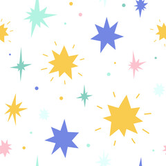 Kids seamless pattern with cute stars. Great for fabric, textile. Vector Illustration