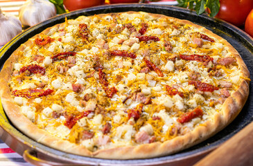 pizza on a table