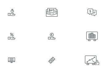 Set of 6 finance icon isolated on white background