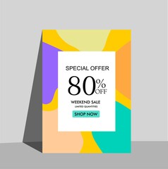 Flash sale discount banner template vector promotion discount up to 80%.advertising banners with colorful themes. suitable for the promotion of clothing, food and furniture products