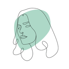 Surreal line portrait of woman. Fashion concept, woman beauty minimalist, vector illustration pretty sexy. Contemporary portrait