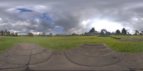 360 Panorama of public park in Bogotá, Colombia. December 2020. Public Space