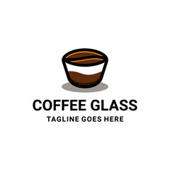 Double meaning logo which forms Coffee bean and Glass Cup, Abstract emblem, design concept, logo, logotype element