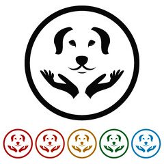 Dog care glyph ring icon color set