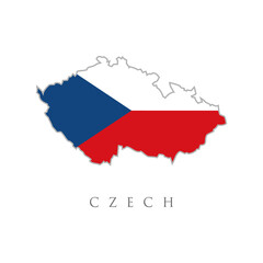 Map of Czech Republic with flag. Czech republic detailed map with flag of country. Vector map of Czech Republic with flag on white background