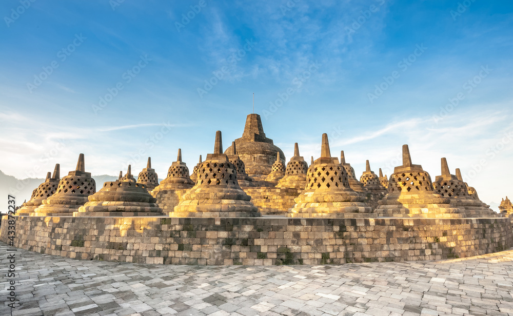 Wall mural heritage buddist temple borobudur complex in yogjakarta in java, indonesia