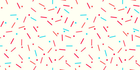Sprinkle vector seamless pattern. Doughnut and ice cream dessert cute background.