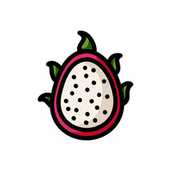 Dragon fruit flat outlined icon. Vector fruit logo isolated on white background. Vegan food symbol, media glyph for web
