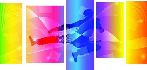 Taekwondo logo design. Colorful sport background. Website Landing Page. Template for apps. Modern geometric. Vector illustration.