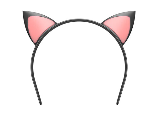 黒猫、猫耳のカチューシャ