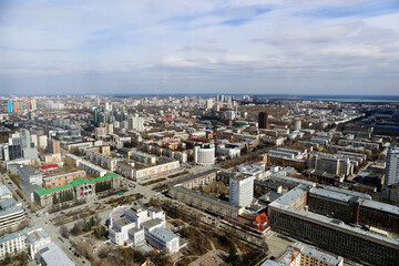 Scenic view of the city from above in sunny weather
