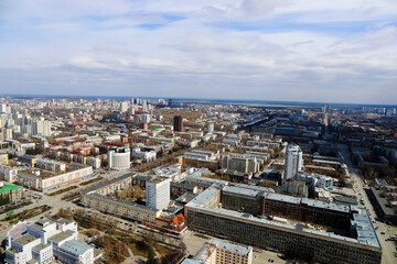 City landscape, top view. Quadrocopter