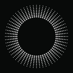Dynamic background set, border template with blank space for text. Circle, ring shape made of spots, dots, small beads, blots, pieces.