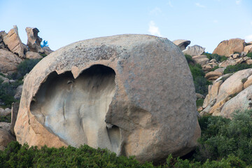 Heart-shaped rock near Notre Dame de la Serra and La Revellata, Calvi, Corsica, France