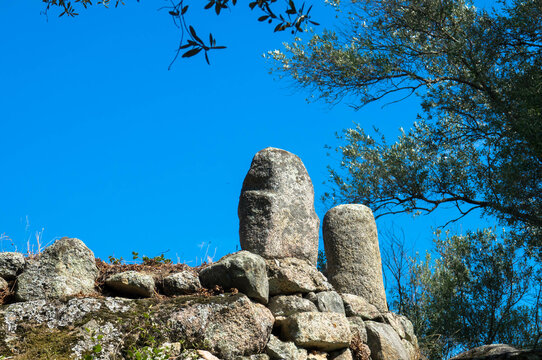 Rocks of Filitosa, remarkable prehistoric site between Ajaccio and Propriano in southwest Corsica, prehistoric stones in a natural setting