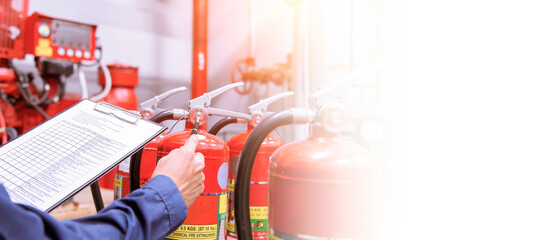 Engineer checking Industrial fire control system,Fire Alarm controller, Fire notifier, Anti...