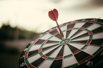Target with arrows ,Image for target business, marketing solution concept.of dartboard with sky background.