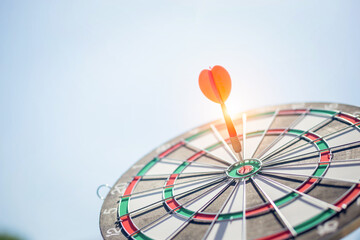 Red dart target with arrows ,Image for target business, marketing solution concept.of dartboard...