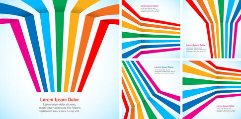 Rainbow stripes on light backgrounds set. Colorful rainbow lines. Gay emblem. Vector illustration.