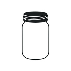 Glass mason jar outline line art clip art template. Simple flat vector illustration design.