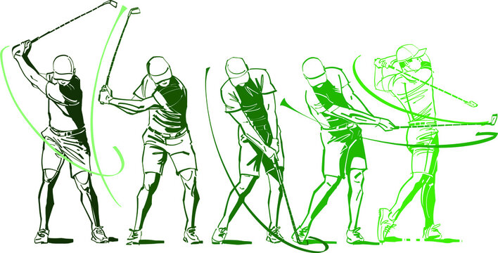 vector sketch of the golf player in the golf park