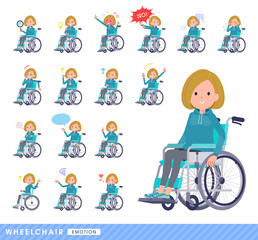 車椅子に乗るパーカーを着た女性のセット