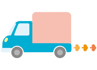 The side of a light blue truck