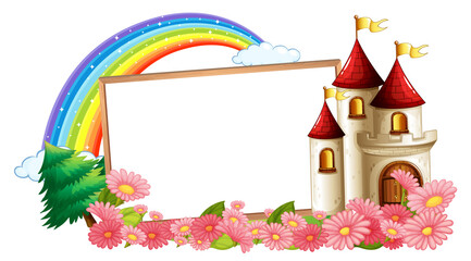 Empty banner with rainbow and fantasy castle