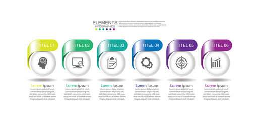 Presentation business infographic elements with 6 step