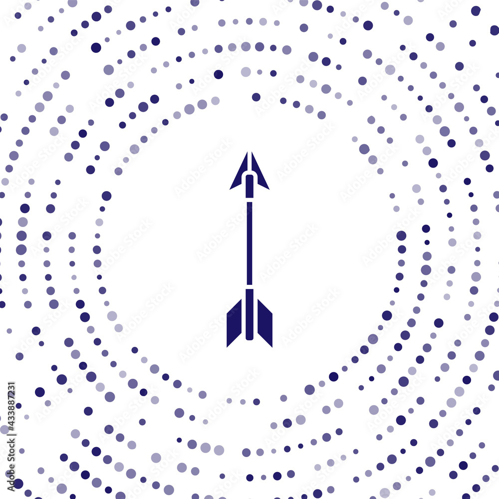 Poster blue crossed arrows icon isolated on white background. abstract circle random dots. vector