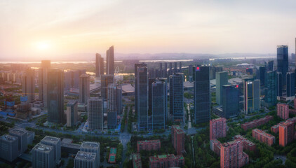 Aerial photography of the architectural landscape of the Hexi Central Business District in Nanjing