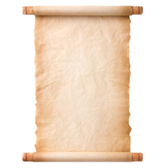 old parchment paper scroll sheet vintage aged or texture isolated on white background
